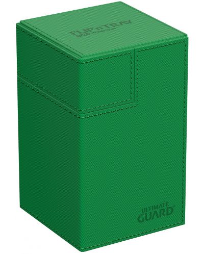 Κουτί καρτών Ultimate Guard Flip`n`Tray 100+ XenoSkin - Monocolor Green (100+τεμ) - 1